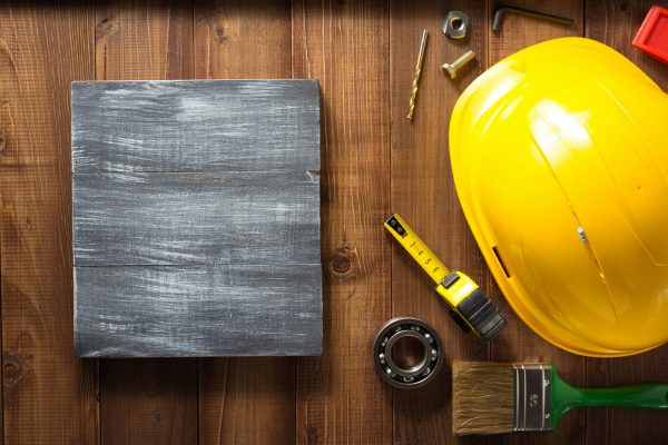 construction tools on wood